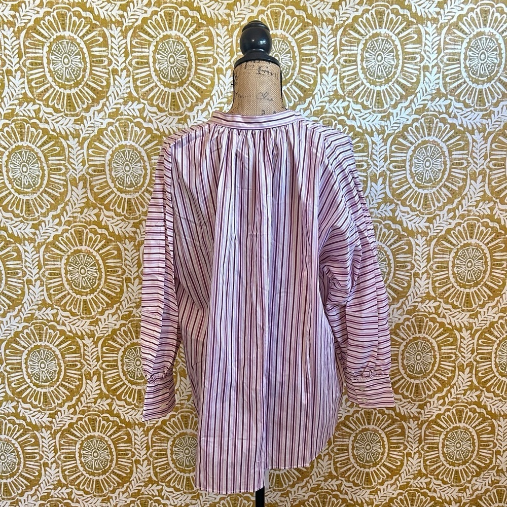 NWOT Hugo Boss Bateco Striped Long Sleeve Tie Front Oversized Tunic Shirt Sz 10 - Picture 13 of 16